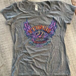 STURGIS Gildan Gray Women's Tee with Colorful Graphic